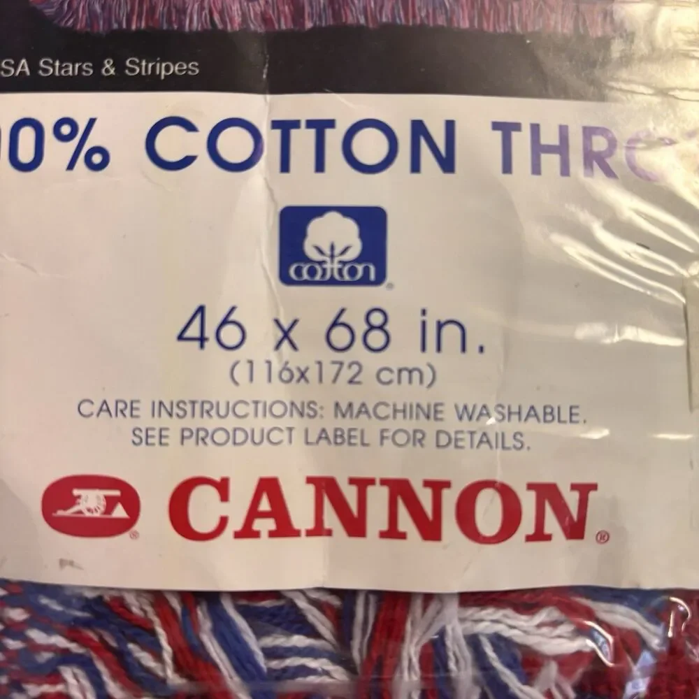 Vintage Cannon Throw Blanket U.S. Olympic Team Cotton Flag 46 x 68” Made In USA